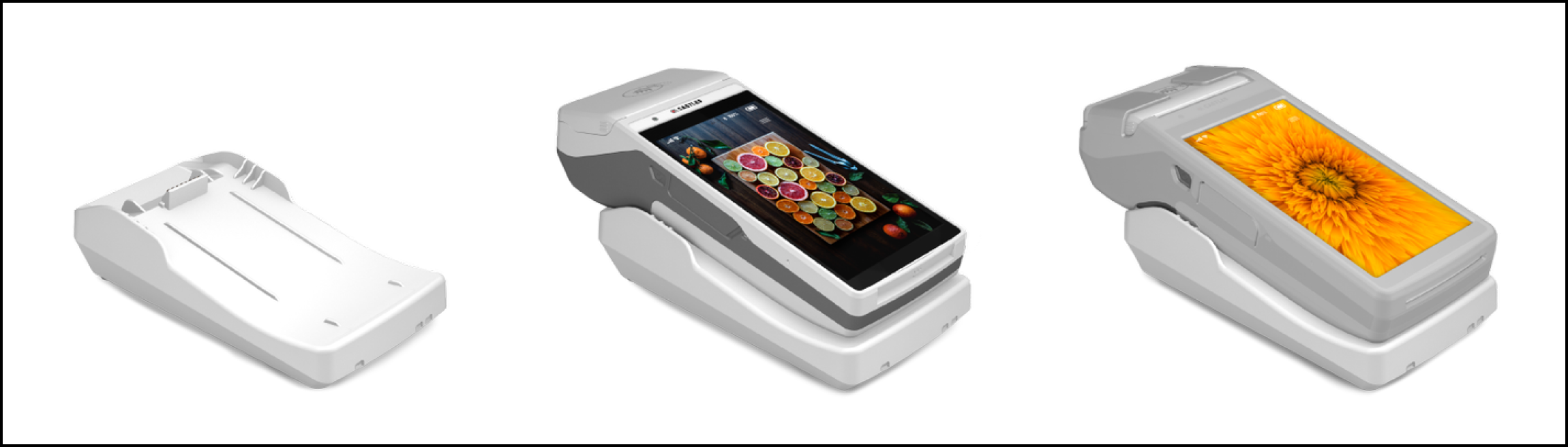 Image of a payment terminal with a colorful screen